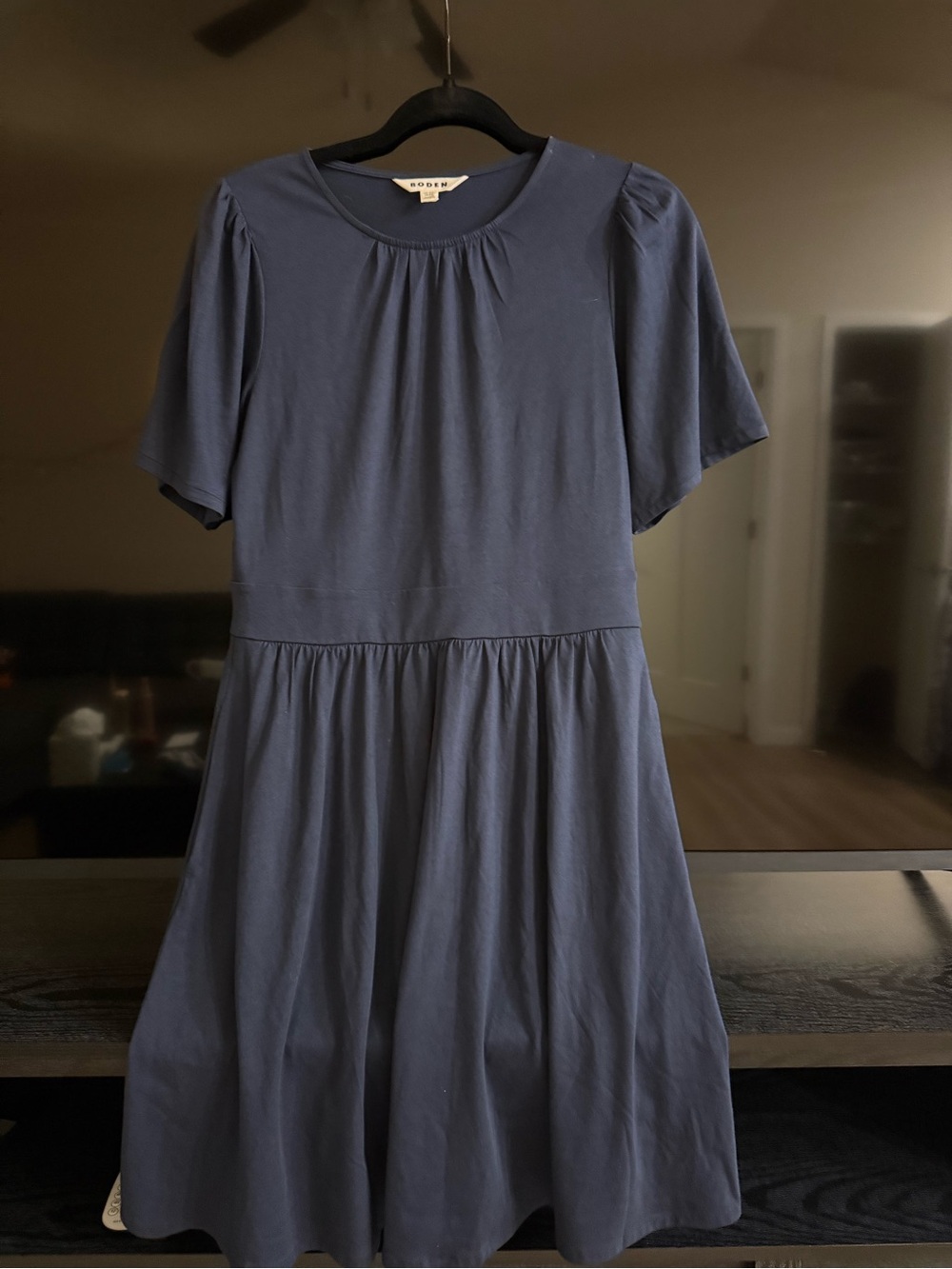 Boden Navy Short Sleeve Fit-and-Flare Dress
